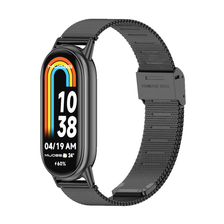 For Xiaomi Mi Band 8 Mijobs Milan Buckle Metal Stainless Steel Watch Band(Black) -  by PMC Jewellery | Online Shopping South Africa | PMC Jewellery