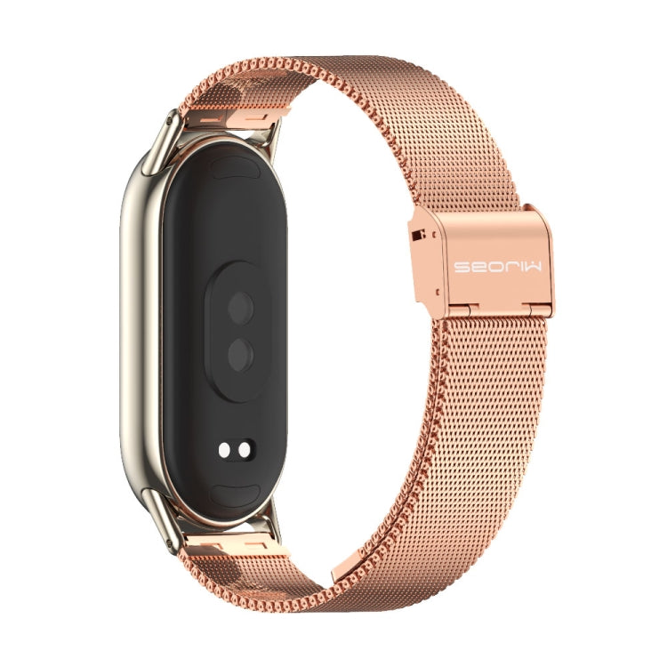 For Xiaomi Mi Band 8 Mijobs Milan Buckle Metal Stainless Steel Watch Band(Rose Gold+Light Gold) -  by PMC Jewellery | Online Shopping South Africa | PMC Jewellery