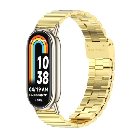 For Xiaomi Mi Band 8 Mijobs Bamboo Buckle Stainless Steel Watch Band(Gold+Light Gold) -  by MIJOBS | Online Shopping South Africa | PMC Jewellery