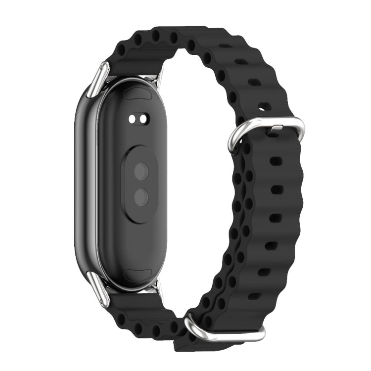 For Xiaomi Mi Band 8 Mijobs Marine Silicone Breathable Watch Band(Black Silver) -  by MIJOBS | Online Shopping South Africa | PMC Jewellery