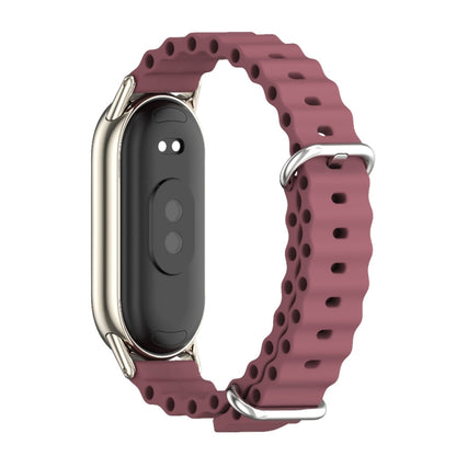 For Xiaomi Mi Band 8 Mijobs Marine Silicone Breathable Watch Band(Wine Red Light Gold) -  by MIJOBS | Online Shopping South Africa | PMC Jewellery