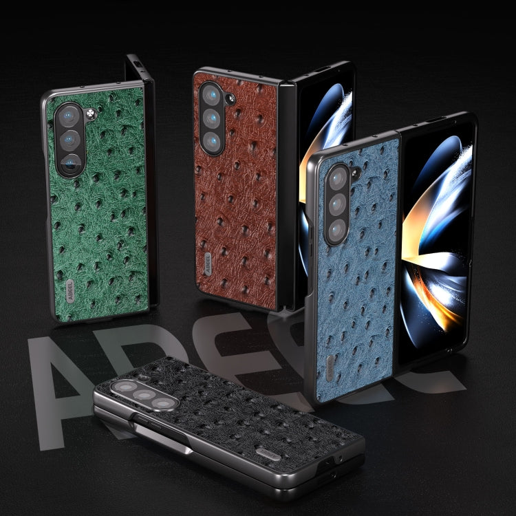 For Samsung Galaxy Z Fold5 ABEEL Genuine Leather Ostrich Texture Phone Case(Coffee) - free shipping - PMC TechLife - Order now!