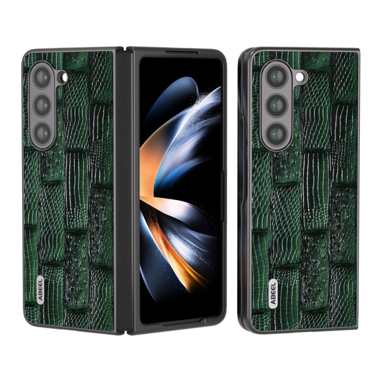 For Samsung Galaxy Z Fold5 ABEEL Genuine Leather Mahjong Texture Series Phone Case(Green) - free shipping - PMC TechLife - Order now!