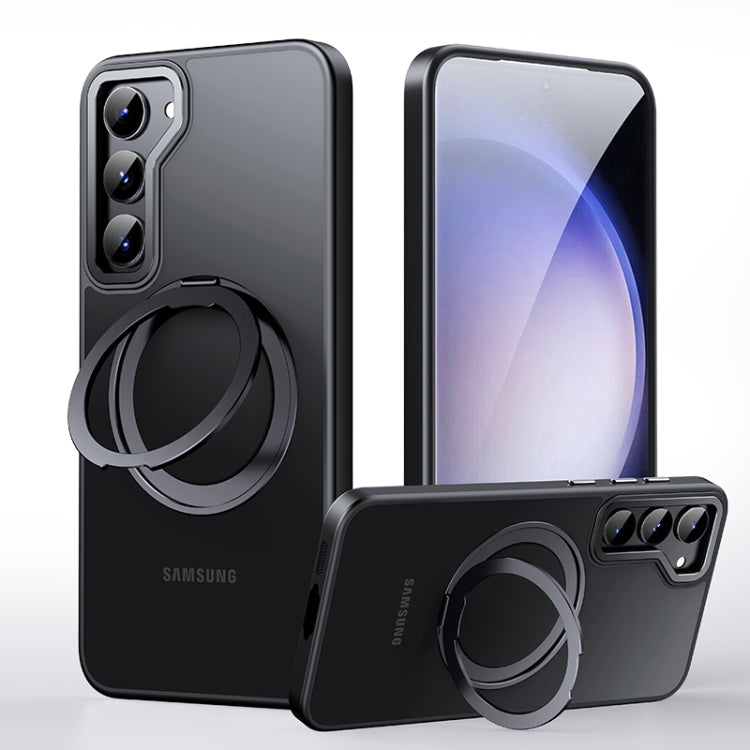 For Samsung Galaxy S23 5G 360 Rotating MagSafe Magnetic Skin Feel Phone Case(Black) - Galaxy S23 5G Cases by PMC TechLife | Online Shopping South Africa | PMC TechLife