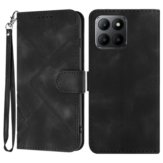 For Honor 70 Lite Line Pattern Skin Feel Leather Phone Case(Black) - Honor Cases by PMC Jewellery | Online Shopping South Africa | PMC Jewellery