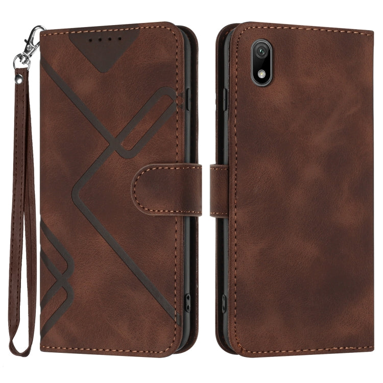 For Honor 8S Line Pattern Skin Feel Leather Phone Case(Coffee) - Honor Cases by PMC Jewellery | Online Shopping South Africa | PMC Jewellery