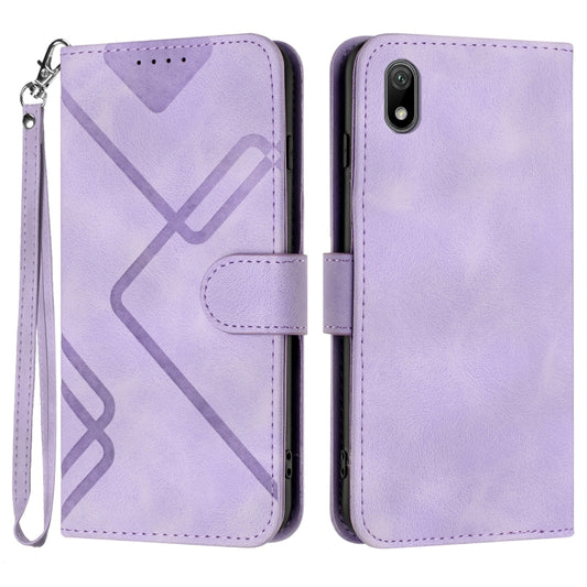 For Honor 8S Line Pattern Skin Feel Leather Phone Case(Light Purple) - Honor Cases by PMC Jewellery | Online Shopping South Africa | PMC Jewellery