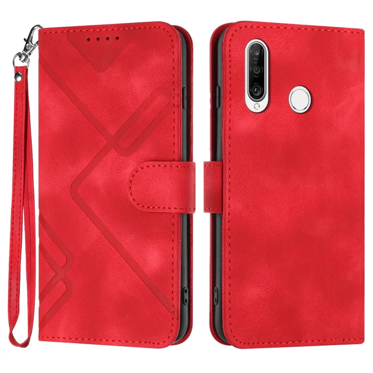 For Honor 20S Russia /20 lite Russia  Line Pattern Skin Feel Leather Phone Case(Red) - Honor Cases by PMC Jewellery | Online Shopping South Africa | PMC Jewellery