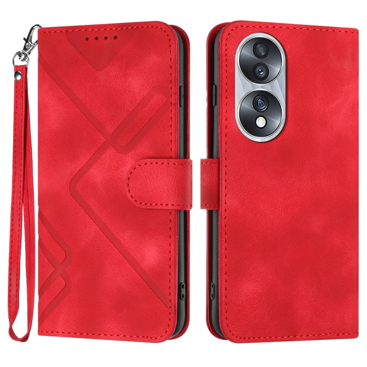 For Honor 70 Line Pattern Skin Feel Leather Phone Case(Red) - Honor Cases by PMC Jewellery | Online Shopping South Africa | PMC Jewellery