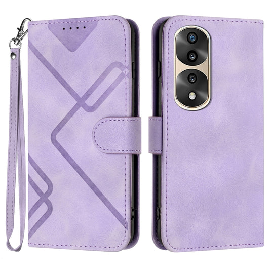 For Honor 70 Pro / 70 Pro+ Line Pattern Skin Feel Leather Phone Case(Light Purple) - Honor Cases by PMC Jewellery | Online Shopping South Africa | PMC Jewellery