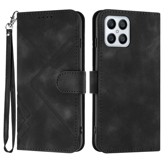 For Honor X8 4G/X30i/Play6T Pro Line Pattern Skin Feel Leather Phone Case(Black) - Honor Cases by PMC Jewellery | Online Shopping South Africa | PMC Jewellery