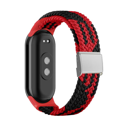 For Xiaomi Mi Band 8 Adjustable Nylon Braided Steel Buckle Watch Band(Red Black) -  by PMC Jewellery | Online Shopping South Africa | PMC Jewellery