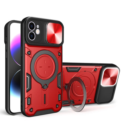 For iPhone 12 CD Texture Sliding Camshield Magnetic Holder Phone Case(Red) - iPhone 12 / 12 Pro Cases by PMC Jewellery | Online Shopping South Africa | PMC Jewellery