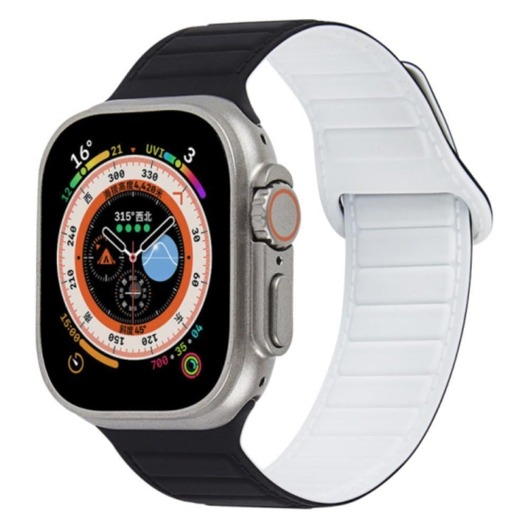 For Apple Watch Ultra 49mm Loop Magnetic Silicone Watch Band(Black White) - Watch Bands by PMC Jewellery | Online Shopping South Africa | PMC Jewellery