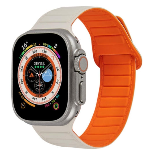 For Apple Watch 8 41mm Loop Magnetic Silicone Watch Band(Starlight Orange) - Watch Bands by PMC Jewellery | Online Shopping South Africa | PMC Jewellery