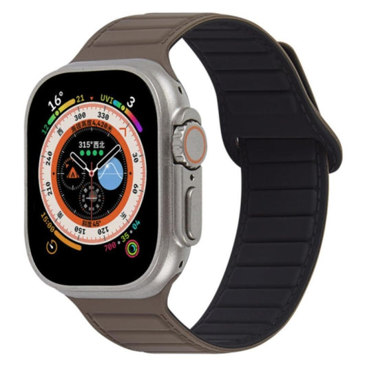 For Apple Watch 8 45mm  Loop Magnetic Silicone Watch Band(Coffee Black) - Watch Bands by PMC Jewellery | Online Shopping South Africa | PMC Jewellery