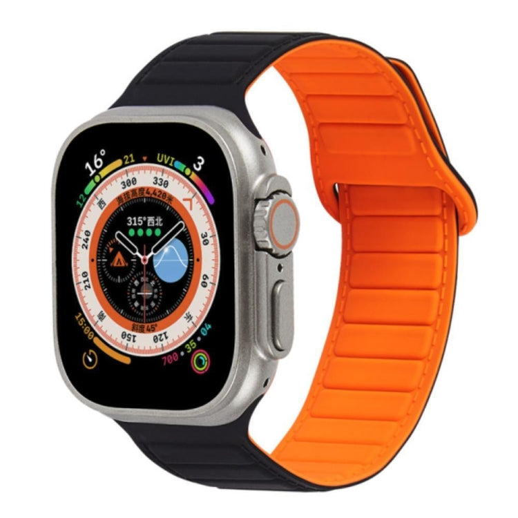 For Apple Watch 6 44mm Loop Magnetic Silicone Watch Band(Black Orange) - Watch Bands by PMC Jewellery | Online Shopping South Africa | PMC Jewellery