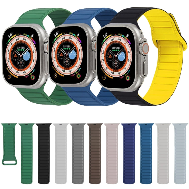 For Apple Watch SE 40mm Loop Magnetic Silicone Watch Band(Grey Orange) - Watch Bands by PMC Jewellery | Online Shopping South Africa | PMC Jewellery