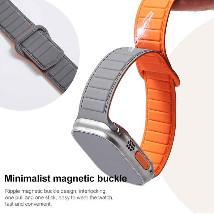 For Apple Watch 5 40mm Loop Magnetic Silicone Watch Band(Grey Orange) - Watch Bands by PMC Jewellery | Online Shopping South Africa | PMC Jewellery