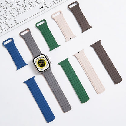 For Apple Watch SE 2022 44mm Loop Magnetic Silicone Watch Band(Grey Black) - Watch Bands by PMC Jewellery | Online Shopping South Africa | PMC Jewellery