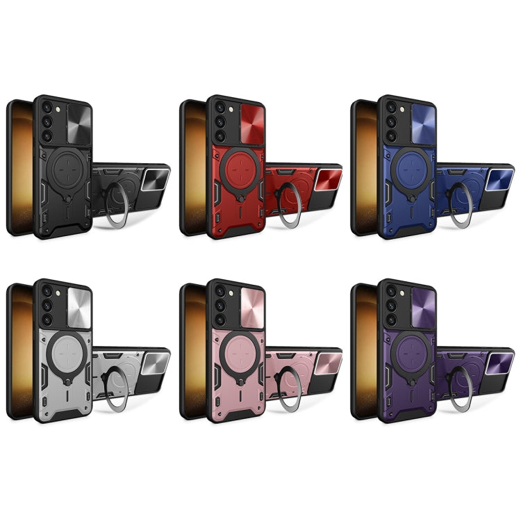For Samsung Galaxy S23 5G CD Texture Sliding Camshield Magnetic Holder Phone Case(Pink) - free shipping - PMC TechLife - Order now!