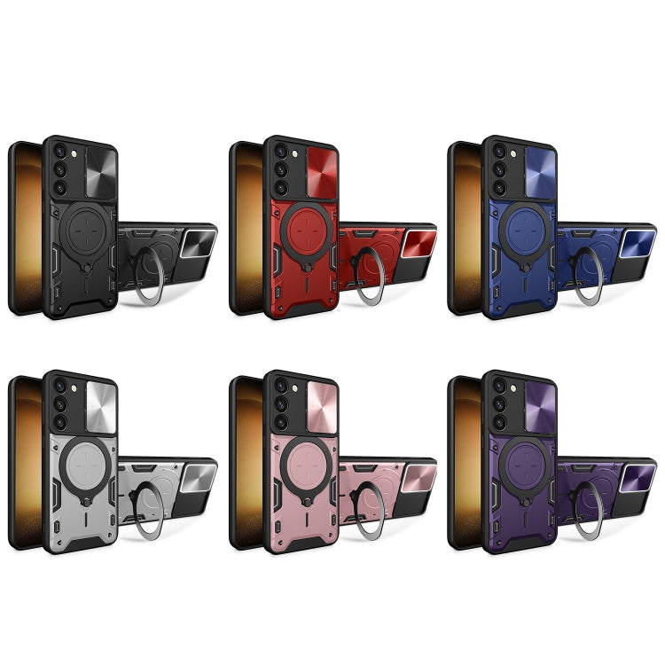 For Samsung Galaxy S23+ 5G CD Texture Sliding Camshield Magnetic Holder Phone Case(Purple) - free shipping - PMC TechLife - Order now!