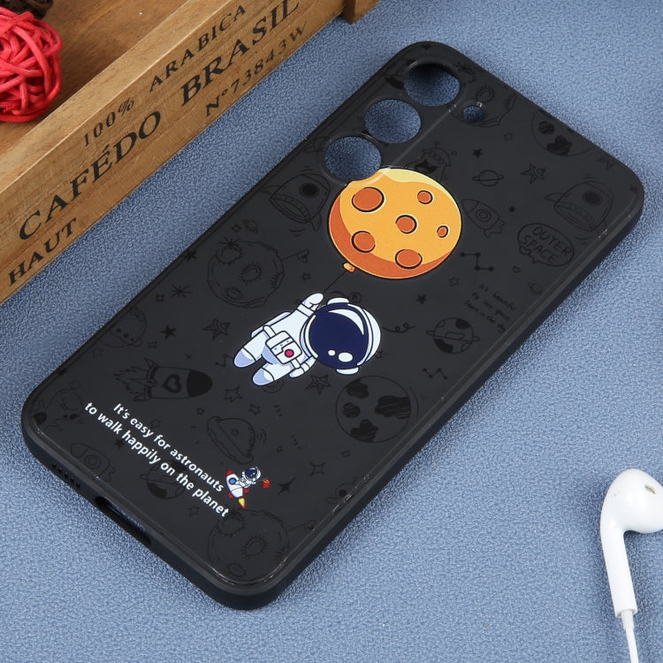 For Samsung Galaxy S21 Ultra 5G Astronaut Pattern Silicone Straight Edge Phone Case(Planet Landing-Black) - free shipping - PMC TechLife - Order now!