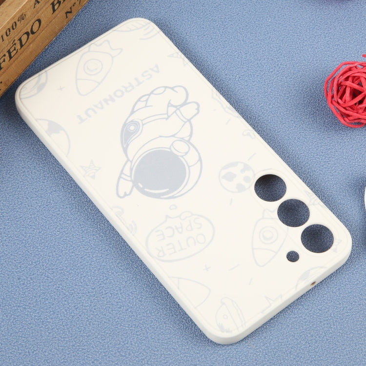 For Samsung Galaxy S10 Astronaut Pattern Silicone Straight Edge Phone Case(Flying Astronaut-White) - free shipping - PMC TechLife - Order now!