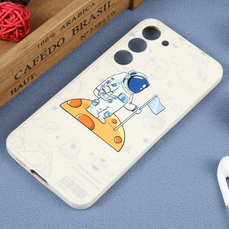 For Samsung Galaxy A91 Astronaut Pattern Silicone Straight Edge Phone Case(Planet Landing-White) - free shipping - PMC TechLife - Order now!