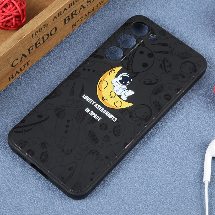 For Samsung Galaxy A73 5G Astronaut Pattern Silicone Straight Edge Phone Case(Lovely Astronaut-Black) - free shipping - PMC TechLife - Order now!