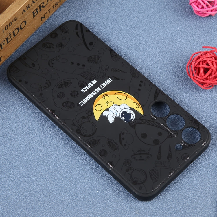 For Samsung Galaxy A03s EU Astronaut Pattern Silicone Straight Edge Phone Case(Lovely Astronaut-Black) - free shipping - PMC TechLife - Order now!