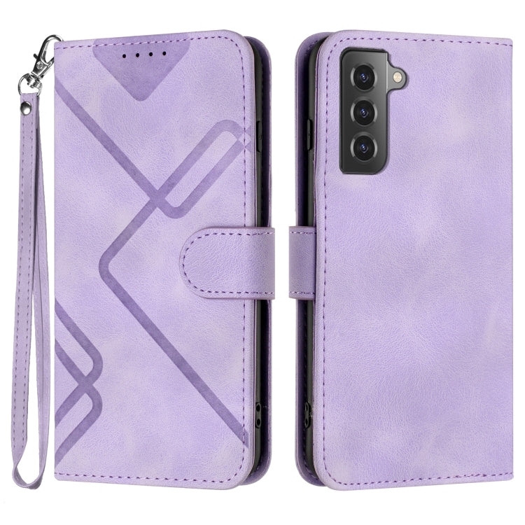 For Samsung Galaxy S22+ 5G Line Pattern Skin Feel Leather Phone Case(Light Purple) - free shipping - PMC TechLife - Order now!