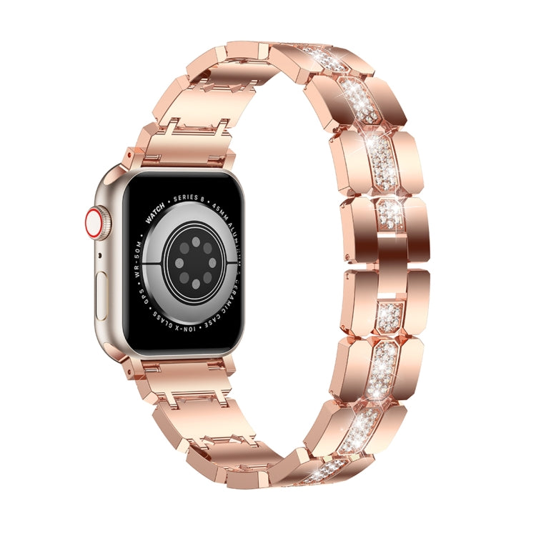 Diamond Metal Watch Band For Apple Watch Ultra 49mm(Rose Gold) - Watch Bands by PMC Jewellery | Online Shopping South Africa | PMC Jewellery