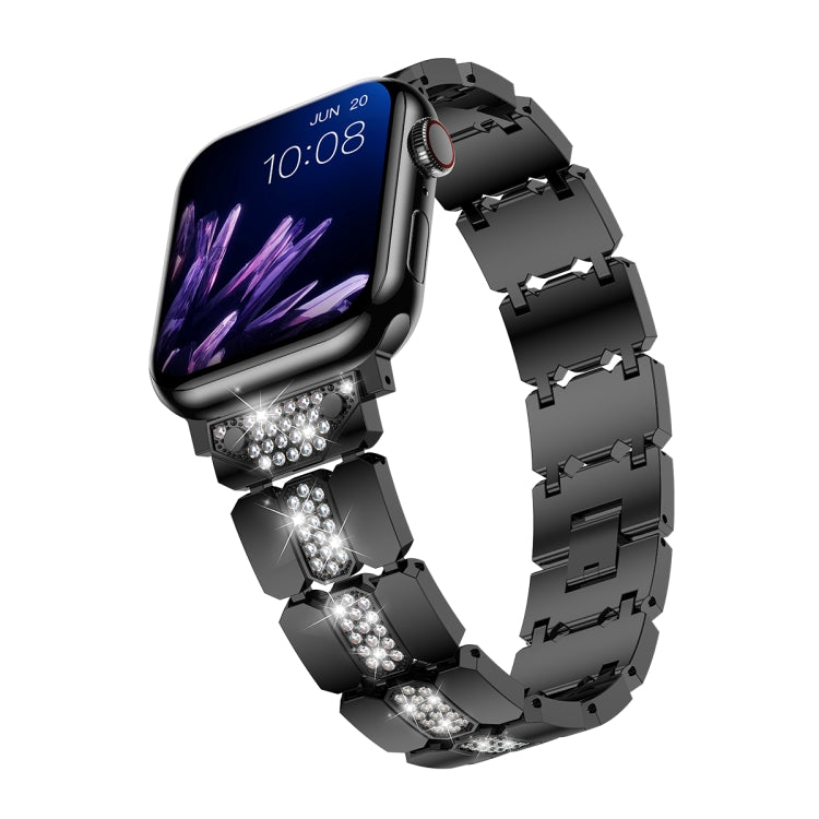 Diamond Metal Watch Band For Apple Watch 8 41mm(Black) - Watch Bands by PMC Jewellery | Online Shopping South Africa | PMC Jewellery