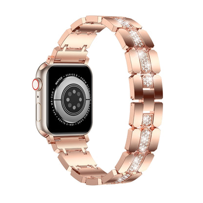 Diamond Metal Watch Band For Apple Watch 8 41mm(Rose Gold) - Watch Bands by PMC Jewellery | Online Shopping South Africa | PMC Jewellery