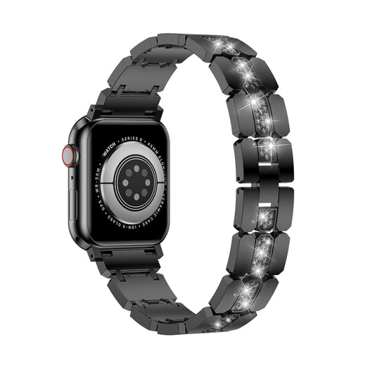 Diamond Metal Watch Band For Apple Watch 7 41mm(Black) - Watch Bands by PMC Jewellery | Online Shopping South Africa | PMC Jewellery