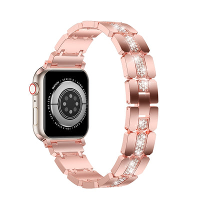 Diamond Metal Watch Band For Apple Watch 7 45mm(Pink) - Watch Bands by PMC Jewellery | Online Shopping South Africa | PMC Jewellery