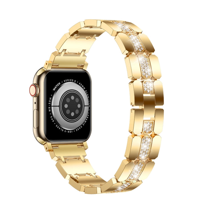 Diamond Metal Watch Band For Apple Watch 7 45mm(Gold) - Watch Bands by PMC Jewellery | Online Shopping South Africa | PMC Jewellery