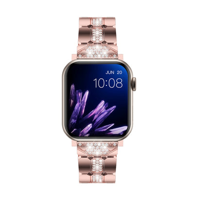 Diamond Metal Watch Band For Apple Watch SE 44mm(Pink) - Watch Bands by PMC Jewellery | Online Shopping South Africa | PMC Jewellery