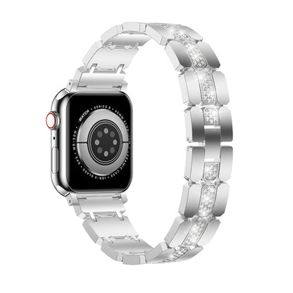 Diamond Metal Watch Band For Apple Watch 3 42mm(Silver) - Watch Bands by PMC Jewellery | Online Shopping South Africa | PMC Jewellery