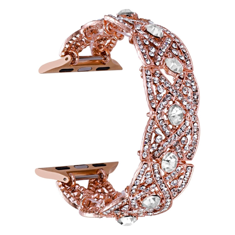 Diamonds Twist Metal Watch Band For Apple Watch 8 41mm(Rose Gold White) - Watch Bands by PMC TechLife | Online Shopping South Africa | PMC TechLife