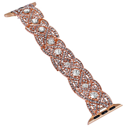 Diamonds Twist Metal Watch Band For Apple Watch 8 41mm(Rose Gold White) - Watch Bands by PMC Jewellery | Online Shopping South Africa | PMC Jewellery