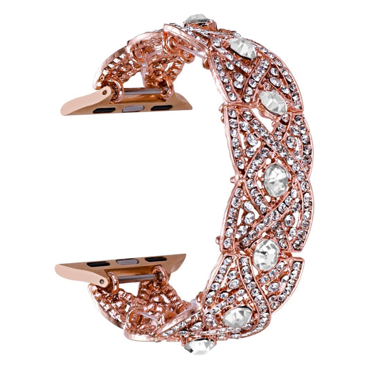 Diamonds Twist Metal Watch Band For Apple Watch 8 45mm(Rose Gold White) - Watch Bands by PMC Jewellery | Online Shopping South Africa | PMC Jewellery