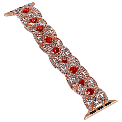 Diamonds Twist Metal Watch Band For Apple Watch 7 41mm(Rose Gold Red) - Watch Bands by PMC Jewellery | Online Shopping South Africa | PMC Jewellery