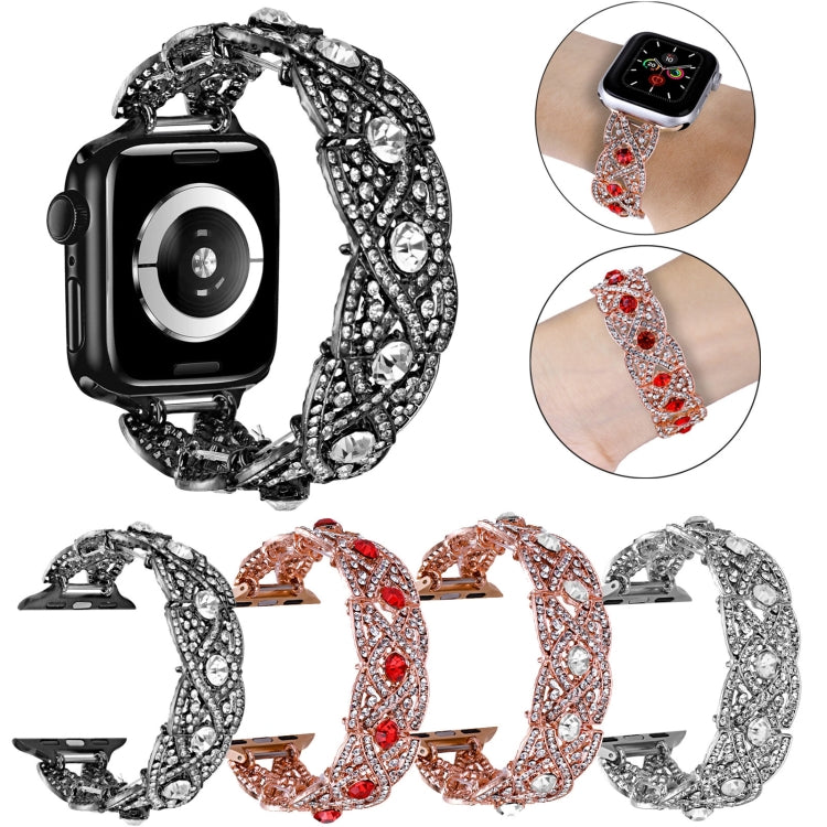 Diamonds Twist Metal Watch Band For Apple Watch 4 40mm(Rose Gold Red) - Watch Bands by PMC Jewellery | Online Shopping South Africa | PMC Jewellery