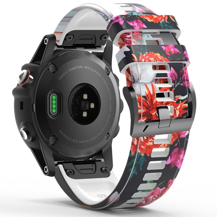 For Garmin  Tactix 7 Pro / Fenix 7X / 6X Pro Printing Quick Release Silicone Watch Band(Flower) - Watch Bands by PMC Jewellery | Online Shopping South Africa | PMC Jewellery