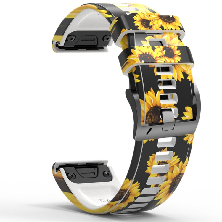 For Garmin  Tactix 7 Pro / Fenix 7X / 6X Pro Printing Quick Release Silicone Watch Band(Sunflower) - Watch Bands by PMC TechLife | Online Shopping South Africa | PMC TechLife