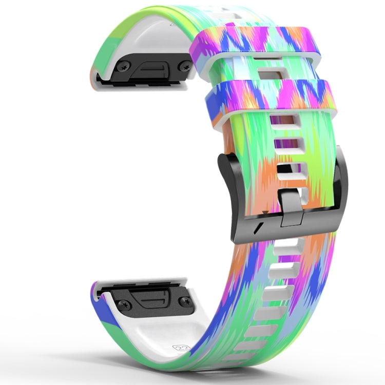 For Garmin  Tactix 7 Pro / Fenix 7X / 6X Pro Printing Quick Release Silicone Watch Band(Colorful) - Watch Bands by PMC TechLife | Online Shopping South Africa | PMC TechLife