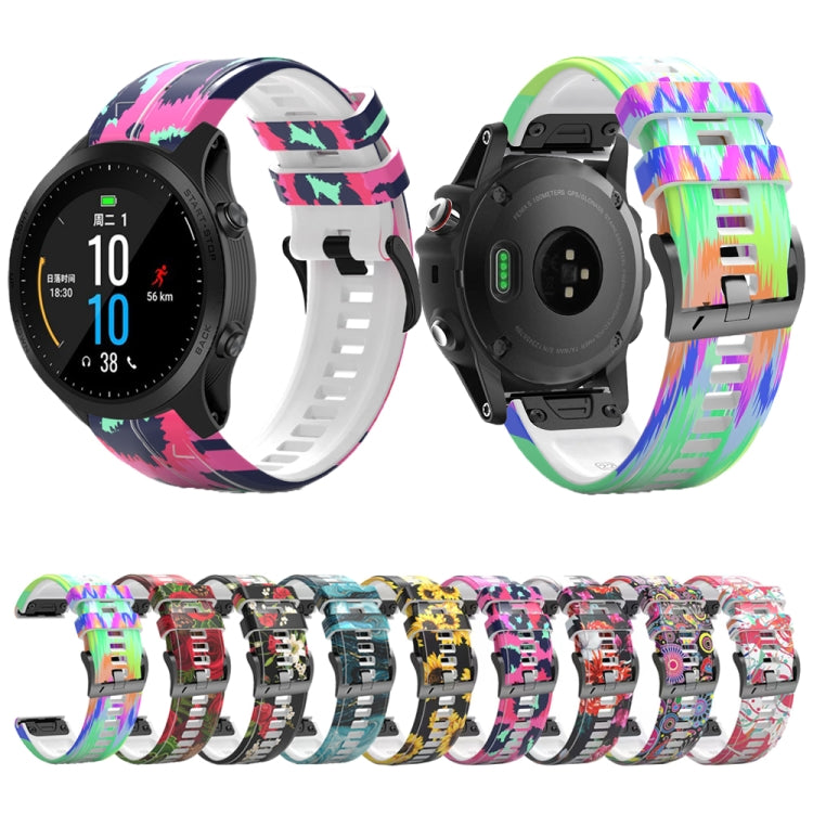 For Garmin  Tactix 7 Pro / Fenix 7X / 6X Pro Printing Quick Release Silicone Watch Band(Sunflower) - Watch Bands by PMC TechLife | Online Shopping South Africa | PMC TechLife