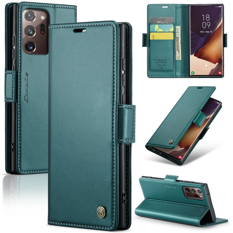 For Samsung Galaxy Note20 Ultra CaseMe 023 Butterfly Buckle Litchi Texture RFID Anti-theft Leather Phone Case(Pearly Blue) - free shipping - PMC TechLife - Order now!